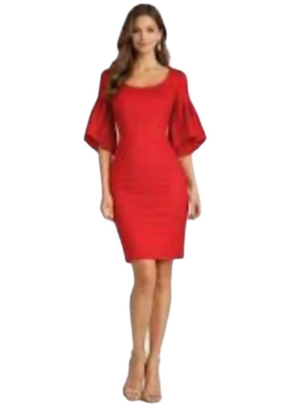 NWT Badgley Mischka Bell Sleeve Red Sheath Dress